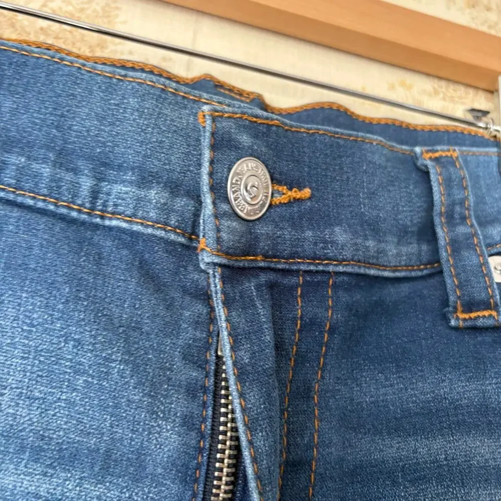 True Religion Skinny Flap Jeans Mens 40 Blue Horseshoe Single Needle Modern